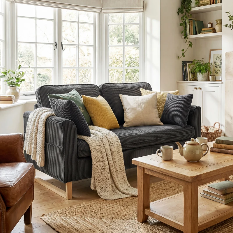 HOMCOM 2 Seater Sofa, 140 cm Loveseat Sofa with Spring Cushions, Metal Legs, 2 Pillows, Dark Grey