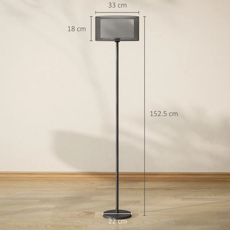 HOMCOM Lampadar Modern cu Abajur Dublu și Întrerupător cu Pedală, Ø33 x 152,5 cm, Negru