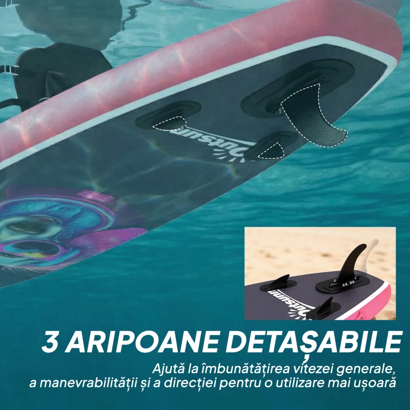 Outsunny SUP gonflabil cu scaun, vâslă și accesorii, din plastic și EVA, 335x82x15 cm, albastru și roz