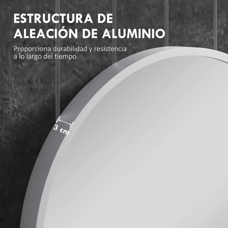 HOMCOM Espejo de Baño Ovalado 60x90 cm Espejo Decorativo de Pared con Marco de Aluminio para Salón Horizontal o Vertical Plata