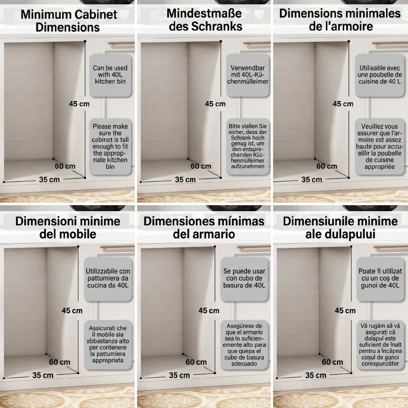 HOMCOM Coș de gunoi glisant sub chiuvetă pentru reciclare cu 2 găleți de 20L, 52x33.5x41 cm, Gri
