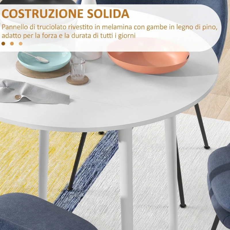 HOMCOM Tavolo Pieghevole Moderno a Ribalta per Cucina e Soggiorno, in Truciolato, Ø89x73.5 cm
