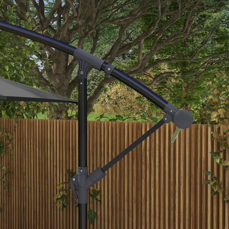 Outsunny Parasol déporté parasol rectangulaire extérieur manivelle et 6 baleines acier protection UV dim. 294L x 193l x 250H cm