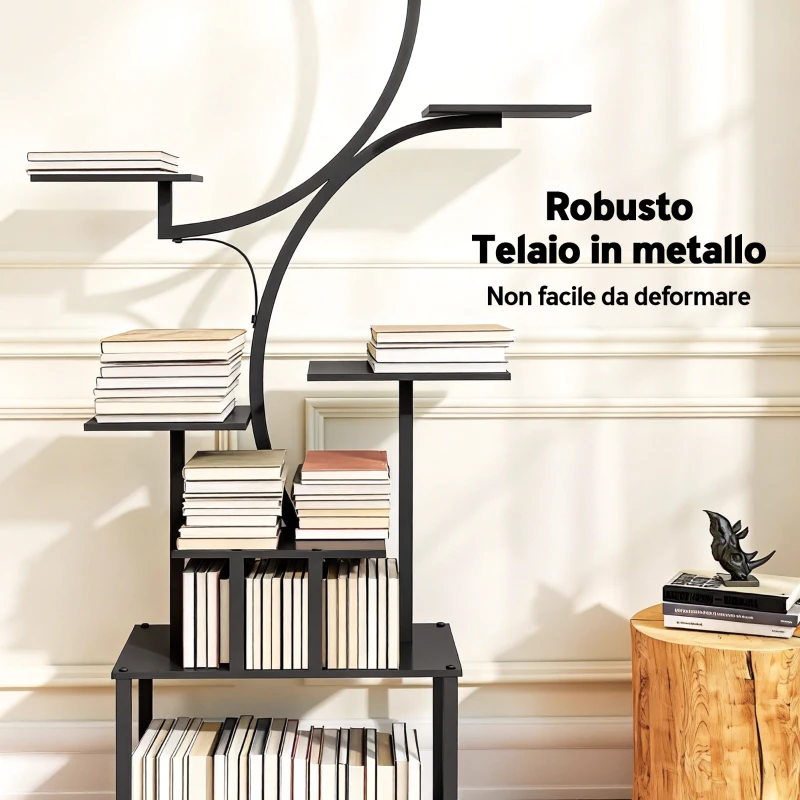 Outsunny Portapiante a 8 Livelli con Design a S per Interni ed Esterni, in Metallo, 74x26x158.5 cm, Nero