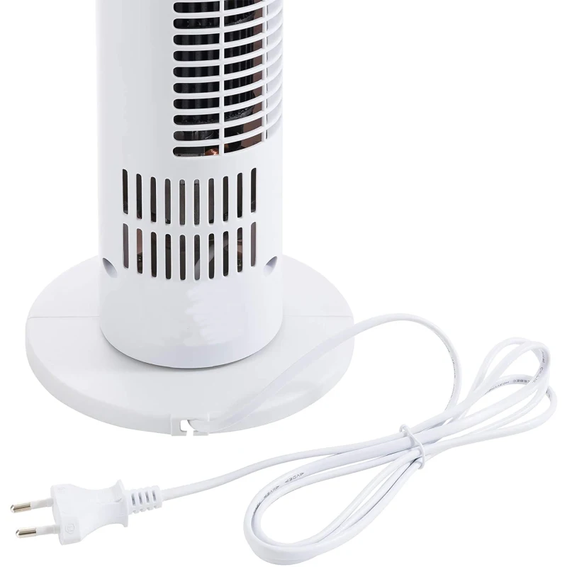HOMCOM Ventilateur colonne tour oscillant silencieux 40 W télécommande panneau contrôle tactile 3 vitesses Ø18 x 78,5H cm blanc