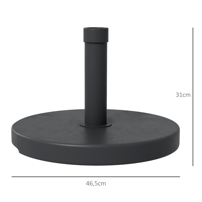 Outsunny Base per Ombrellone da 15kg Rotonda per Pali da Ø24-38mm, Plastica e Cemento, Ø46.5 cm, Nero