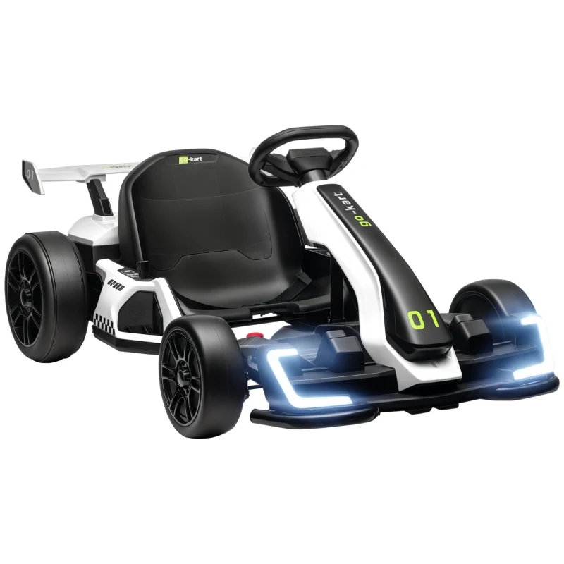 HOMCOM 24 V elektrische go-kart voor kinderen, tot 12 km/u, met driftfunctie, 2 motoren, verstelbare stoel, softstart