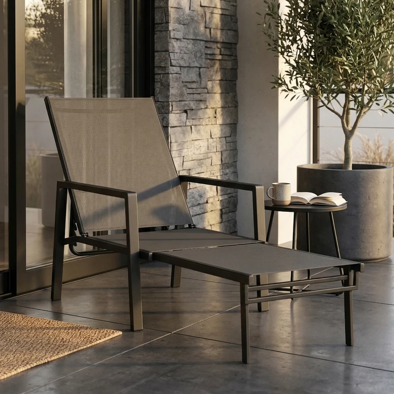 Outsunny Chaise Longue Jardin Réglable à 5 Positions avec Repose-Pieds Rétractable et Accoudoirs, Acier, 63x185x55cm, Noir