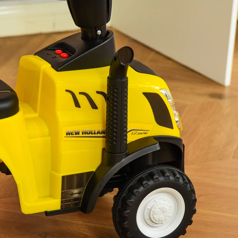 HOMCOM Tractor pentru Copii Prevazut cu Loc cu Remorca Varsta 12-36 Luni Galben