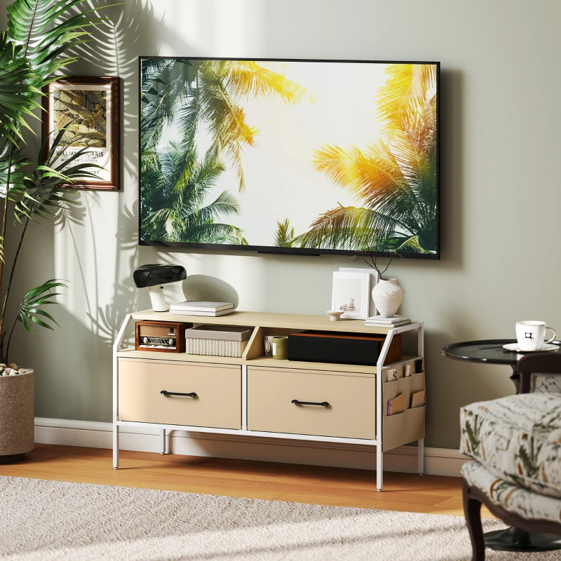 HOMCOM Industrial-Style TV Stand Cabinet - Natural Wood Finish