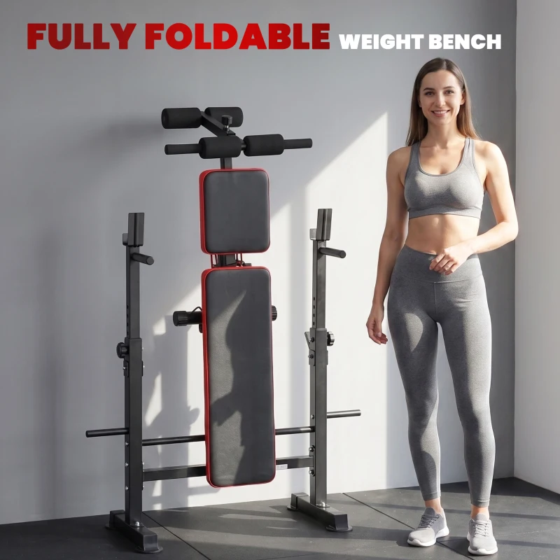 SPORTNOW Adjustable Weight Bench with Squat Rack and Dip Stand