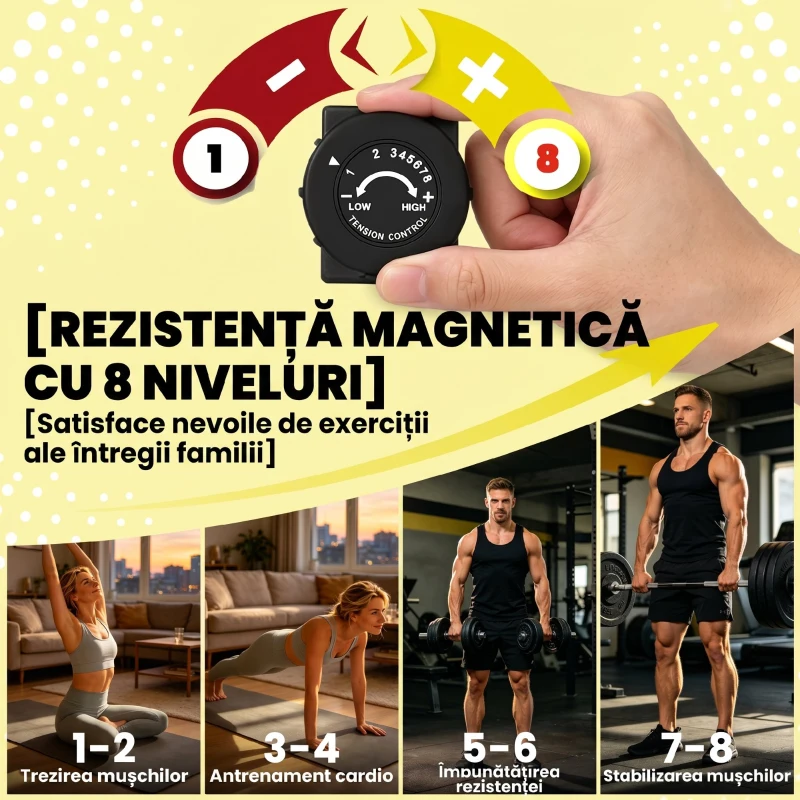 Bicicletă Eliptică SPORTNOW pentru Acasă, Silențioasă și Magnetică, Compatibilă cu Aplicații