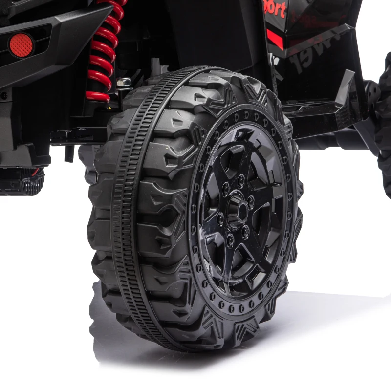 AIYAPLAY 24V 2 Seater Electric Quad Bike for Kids, Ride On Car ATV Toy w/ Forward Backward, for Boys Girls 3-8 Years, Black