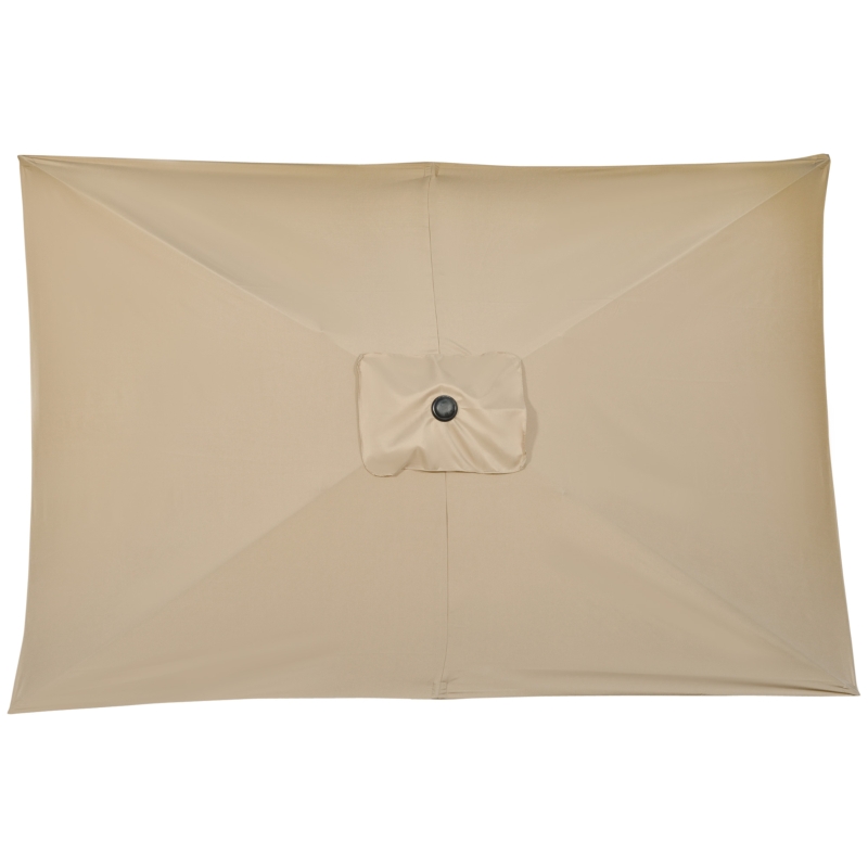 Outsunny Ombrellone Rettangolare 2x3 m Pieghevole e Regolabile con Manovella, in Alluminio e Poliestere, Cachi