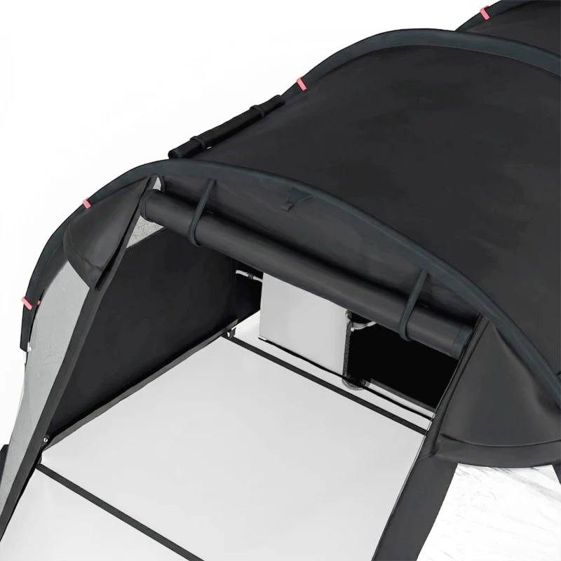 Outsunny 3-4 Man Tunnel Tent, Two Room Camping Tent with Windows and Covers, Portable Carry Bag, for Fishing, Hiking, Sports, Festival - Black