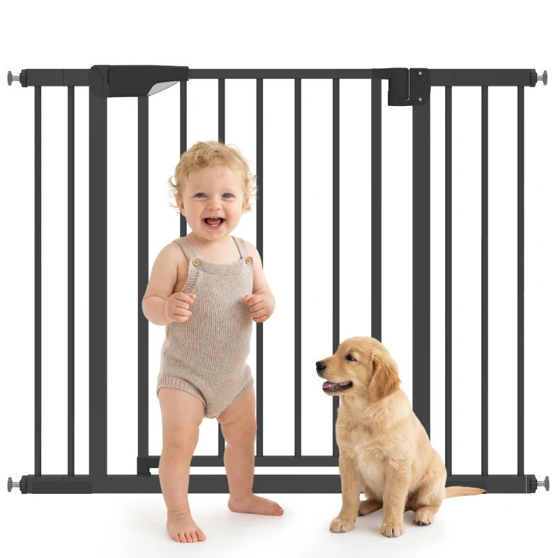 PawHut Barrière de sécurité pour chiens et bébés 76 à 102 cm avec extension fixation par pression sans perçage blanc