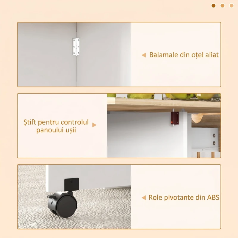 HOMCOM Masă de Dining Pliabilă, Sertar și Rafturi, Stejar