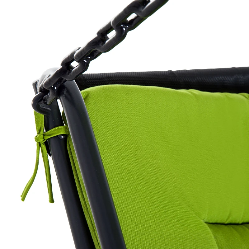 Outsunny 2 Seater Garden Swing Seat Bed, Sun Lounger with Adjustable Canopy, Cushioned Seat and Weather Resistant Steel Frame for Patio, Yard, Green