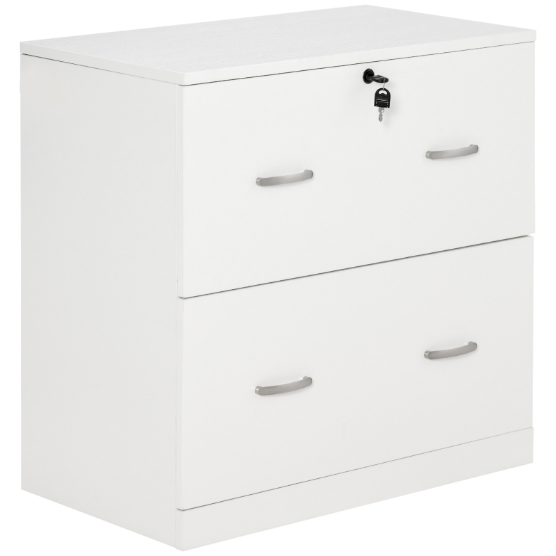 Vinsetto Cajonera de Oficina con 2 Cajones para Carpetas Colgantes con Cerradura y 2 Llaves 77x42x72 cm Blanco