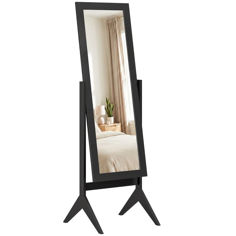 HOMCOM Freestanding Adjustable Angle Dressing Mirror, Full Length Mirror for Bedroom, Living Room, 148 x 47 cm, Black