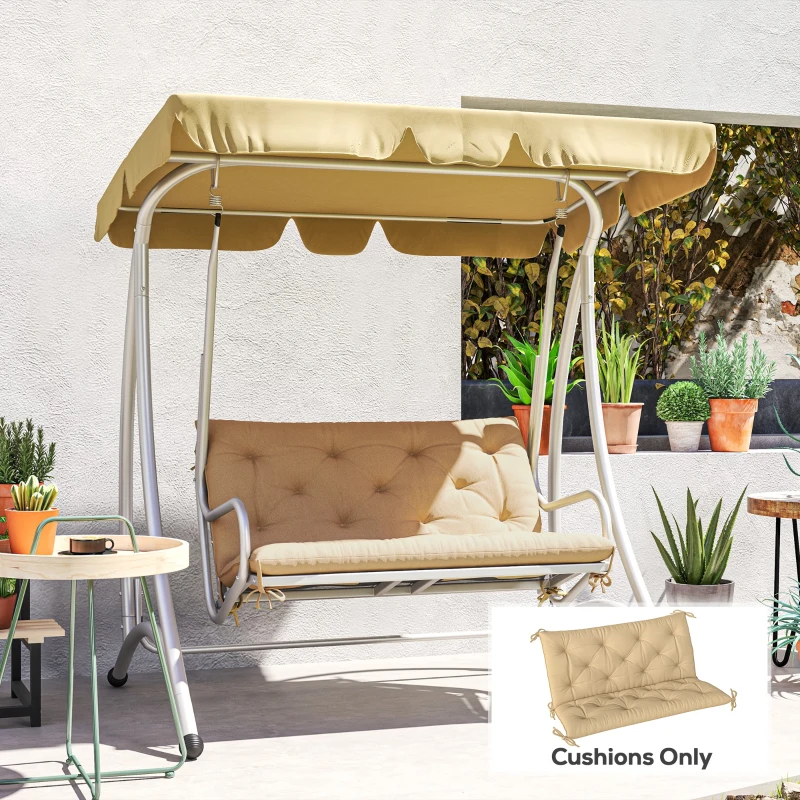 Outsunny Two-Seater Bench Cushion - Khaki