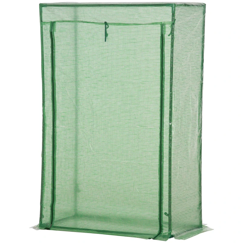 Outsunny Serre de jardin, serre de balcon, bâche renforcée PE, châssis en acier, porte zippée enroulable, pour légumes plantes fleurs en toutes saisons intérieur et extérieur, 100 x 50 x 150 cm vert