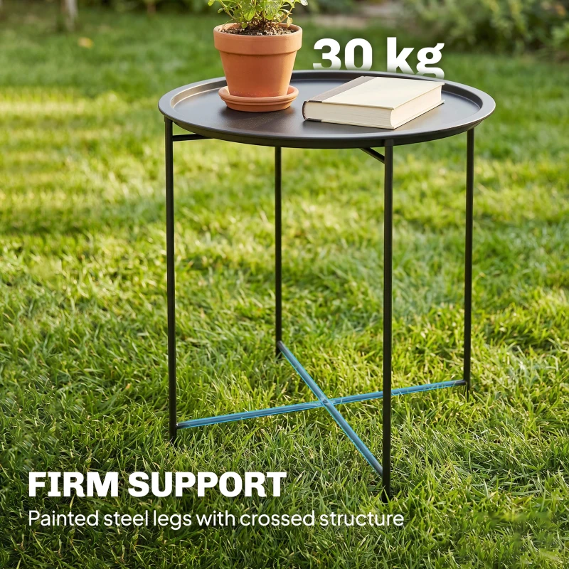 Outsunny Steel Removable Tray Top Garden Table - Black