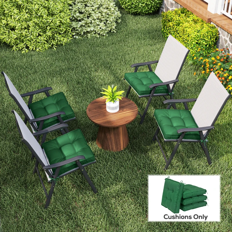 Outsunny Set of 4 42 x 42cm Outdoor Seat Cushions - Green