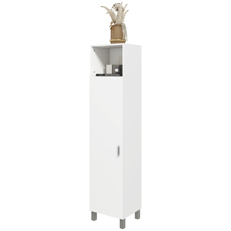 HOMCOM Bibliothèque armoire rangement niche supérieure placard 3 étagères intérieures pour salon bureau 40 x 35 x 177 cm blanc