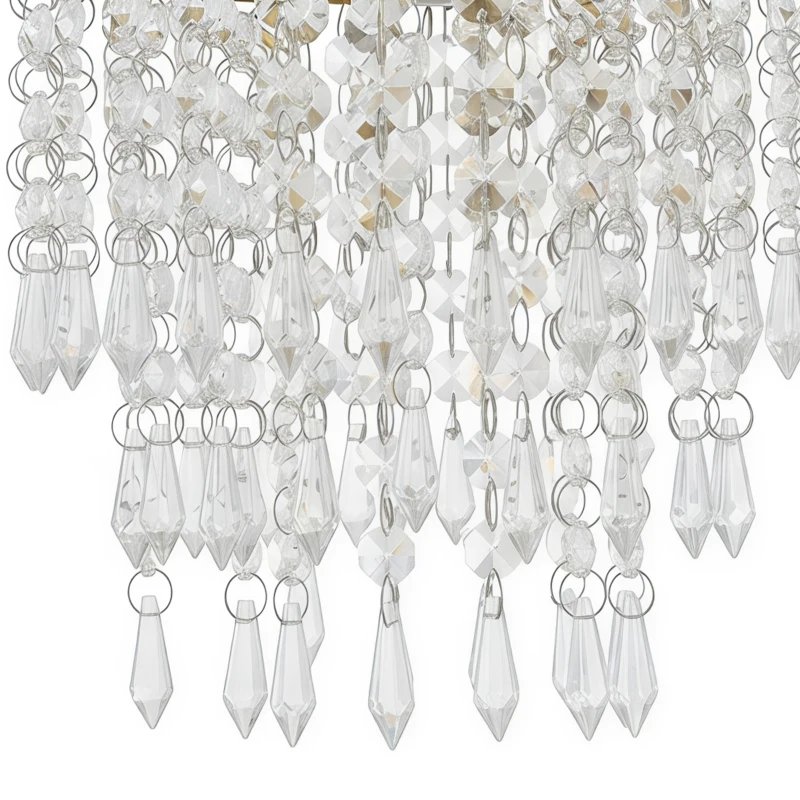 HOMCOM Crystal Ceiling Light with 57 Crystal Strands, Ceiling Light with Mounting Plate for Hallway, Gold Tone