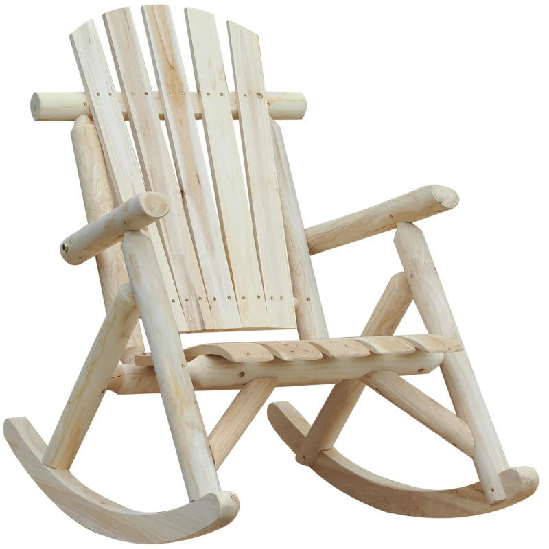 Outsunny Fauteuil de Jardin Adirondack à Bascule Rocking Chair Style néo-rétro Assise Dossier Ergonomique Bois Naturel de pin