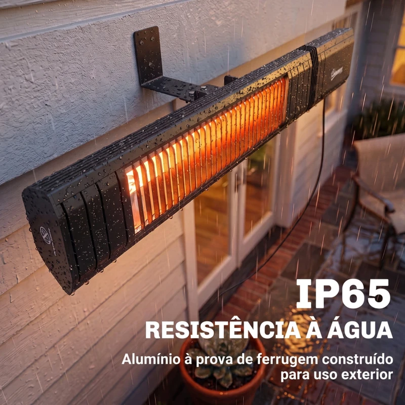 Outsunny Aquecedor por Infravermelhos para Terraço 2000 W com Capa, IP65, Controlo por App/Tátil/Comando, 9 Níveis e Temporizador