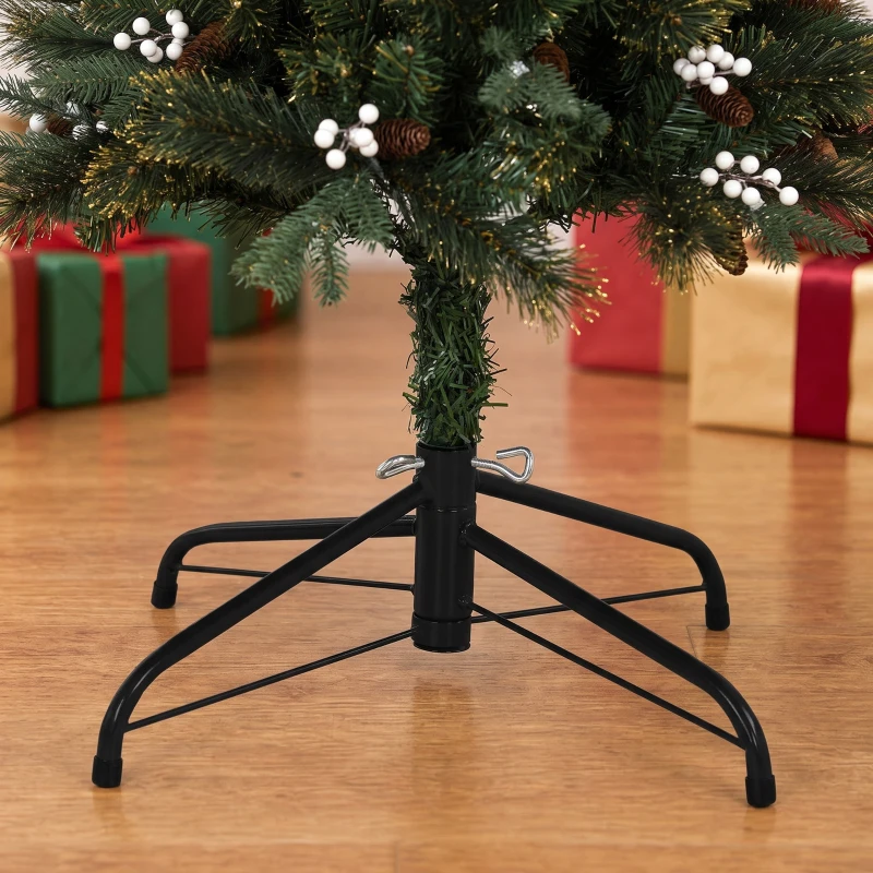 HOMCOM 5ft Artificial Christmas Tree, Fir Hinged Xmas Tree with 490 Branch Tips, Foldable Metal Stand, Easy Assembly, Green
