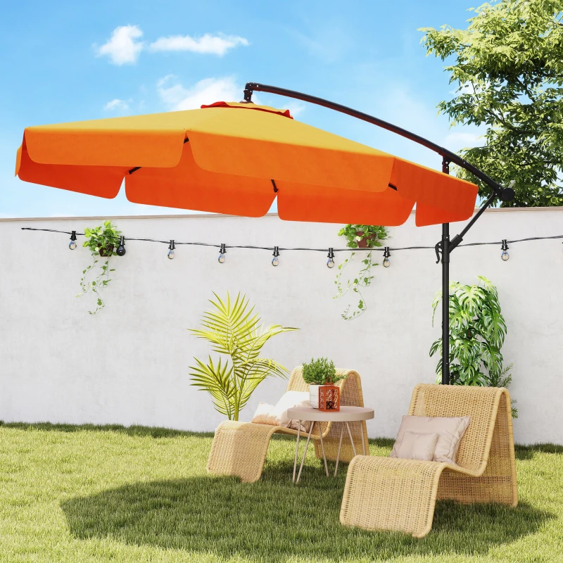Outsunny 2.7m Garden Cantilever Banana Parasol - Orange