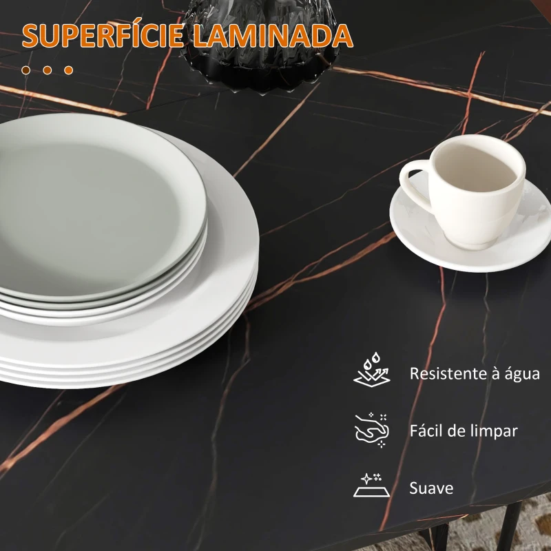 HOMCOM Mesa de Sala de Jantar Dobrável com Rodas Mesa Multifuncional para Sala de Jantar 120x80x73 cm Preto