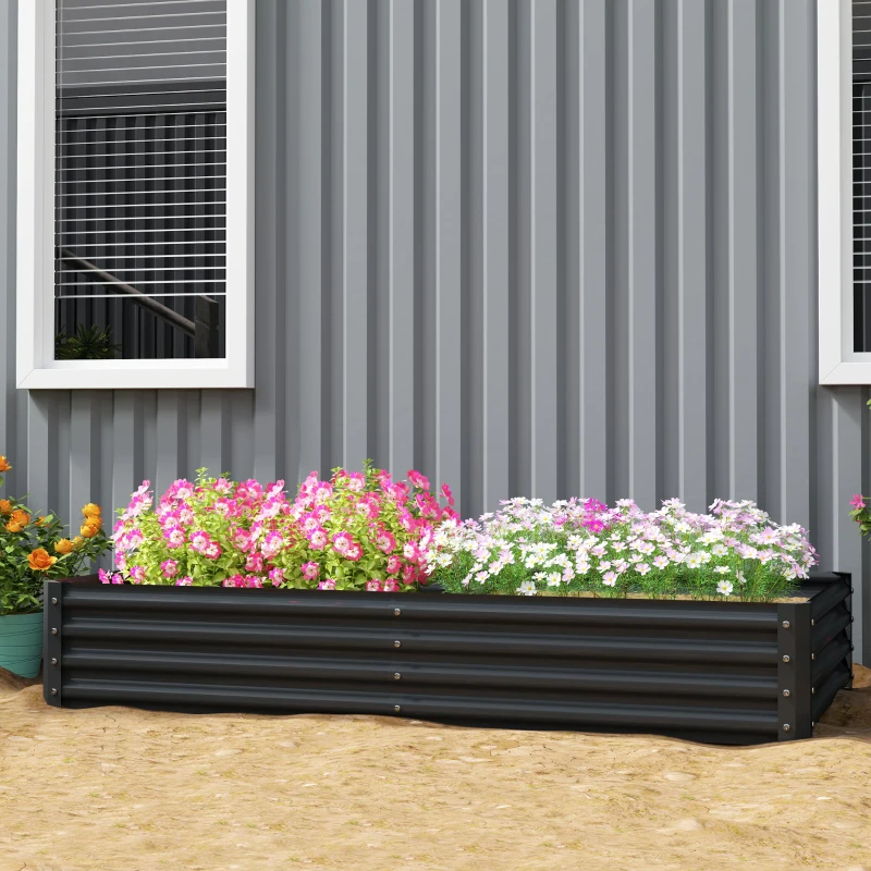 Outsunny 180 x 90cm Galvanised Steel Open Planter - 84H-211V00CG