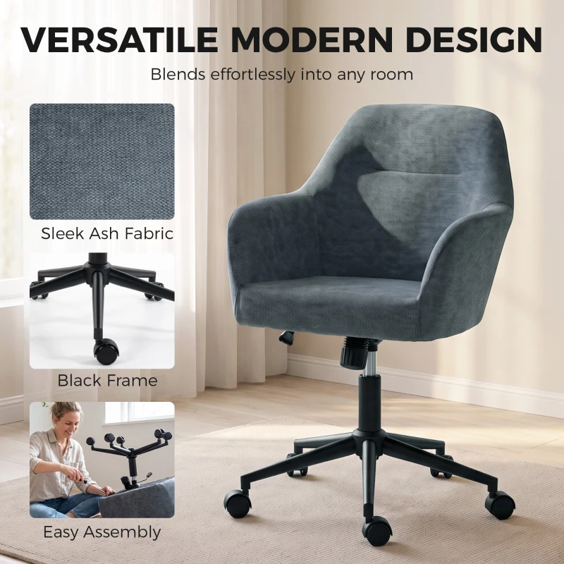 HOMCOM Chaise Bureau Ergonomique, Fauteuil de Bureau en Chenille avec Hauteur Réglable, Fonction Bascule, Bleu