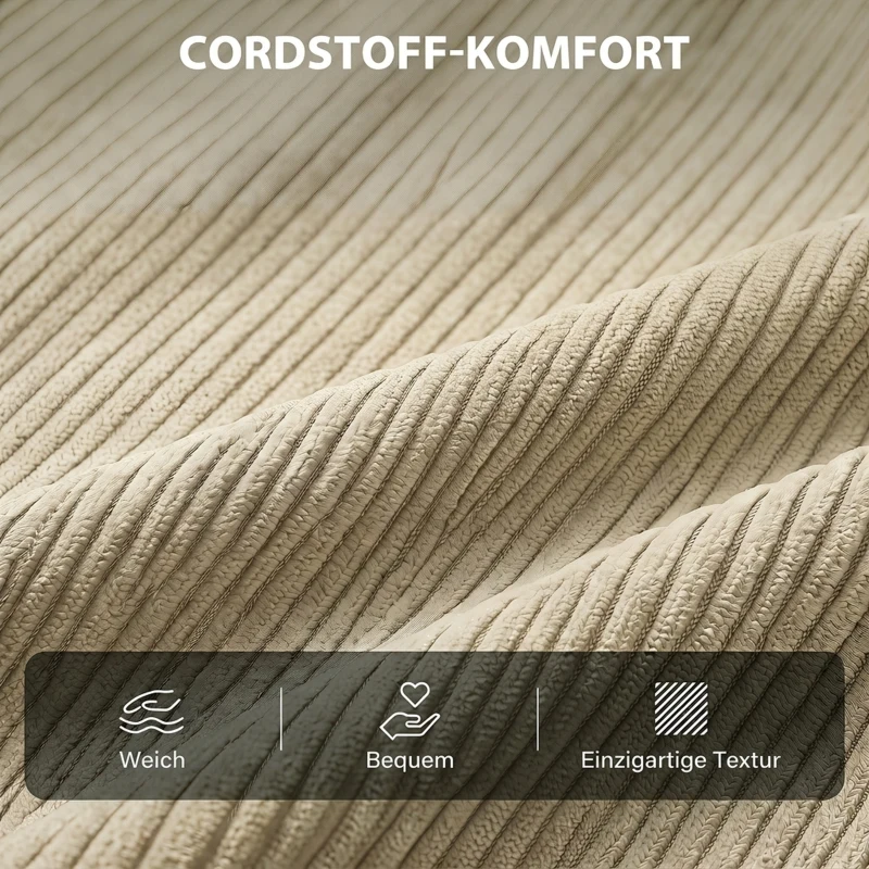 HOMCOM Schlafsessel 3-in-1, ausklappbarer Sessel aus Cord mit Schlaffunktion verstellbare Rückenlehne, Kissen, Beige