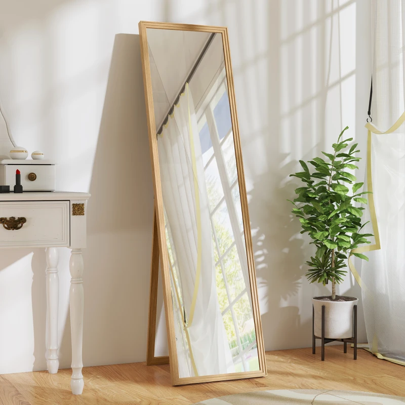 HOMCOM Miroir rectangulaire sur pied miroir de sol pour vestiaire salon salle de bain couloir 40 x 47 x 147 cm naturel