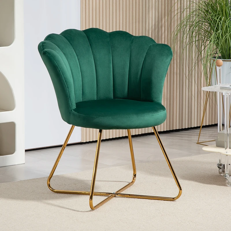 HOMCOM Velvet-Feel Lotus Petal Accent Chair - Green