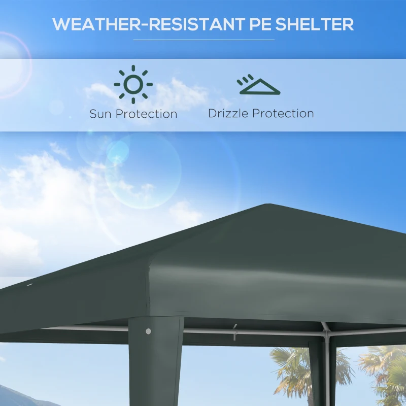 Outsunny 2.7m x 2.7m Garden Gazebo - Marquee Party Tent, Wedding Canopy for Outdoor Use, Dark Green