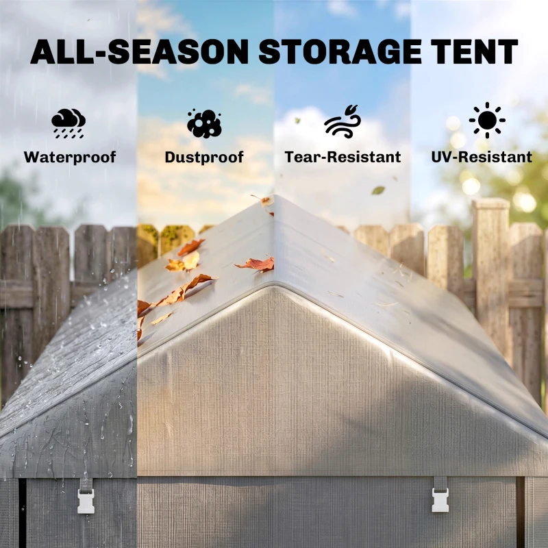 Outsunny 179 x 120cm Temporary Garden Shed, with Accessories - Light Grey