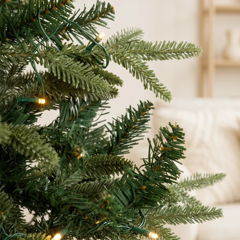 HOMCOM Set of 2 Prelit Christmas Trees with Dual-Colour LEDs, Remote, 4ft Artificial Aspen Fir Battery-Operated, 11 Modes, Pot