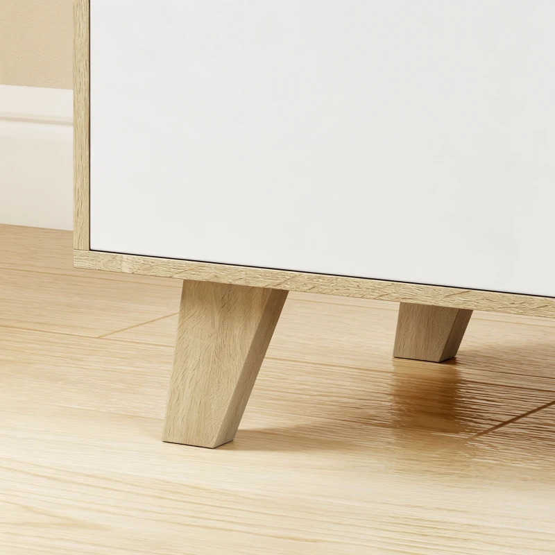 HOMCOM Armario Dormitorio Moderno con Puertas Correderas Barra para Colgar Estantes Ajustables y 4 Cajones Roble y Blanco