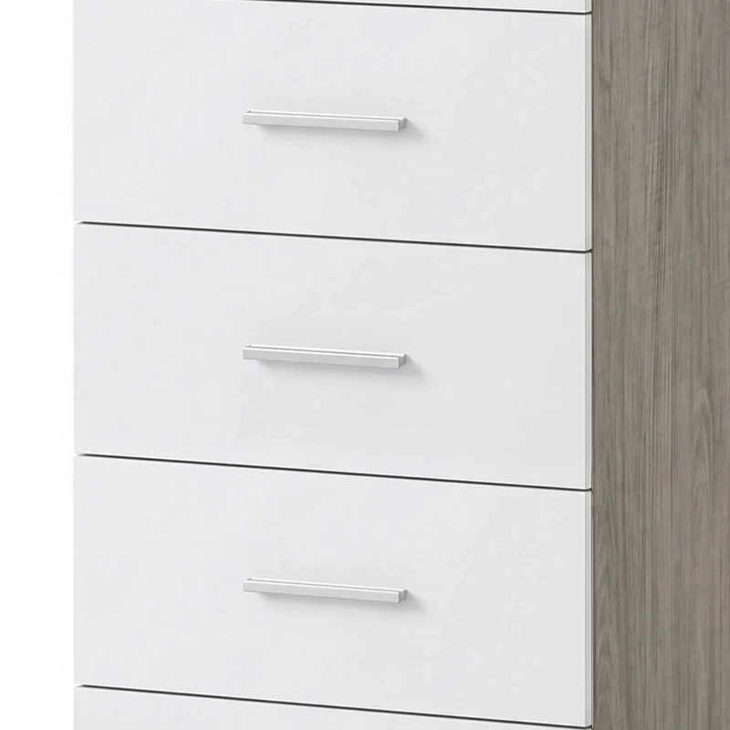 HOMCOM Cómoda de 6 Cajones Cajonera Alta para Dormitorio con Antivuelco 40x40x110 cm Gris Claro y Blanco