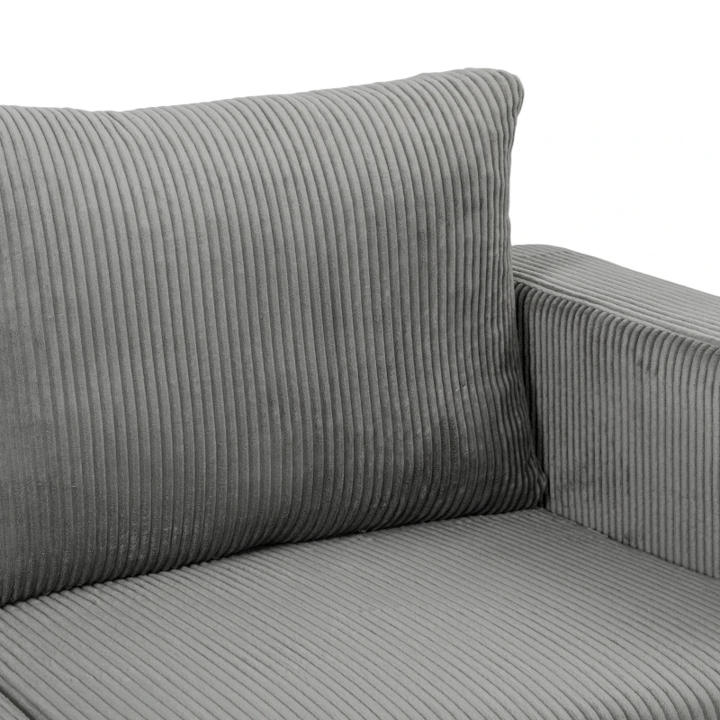 HOMCOM Sofá de 2 Plazas Tapizado en Pana con Asiento Ancho y Profundo y Patas de Madera 170x80x82 cm Gris Claro