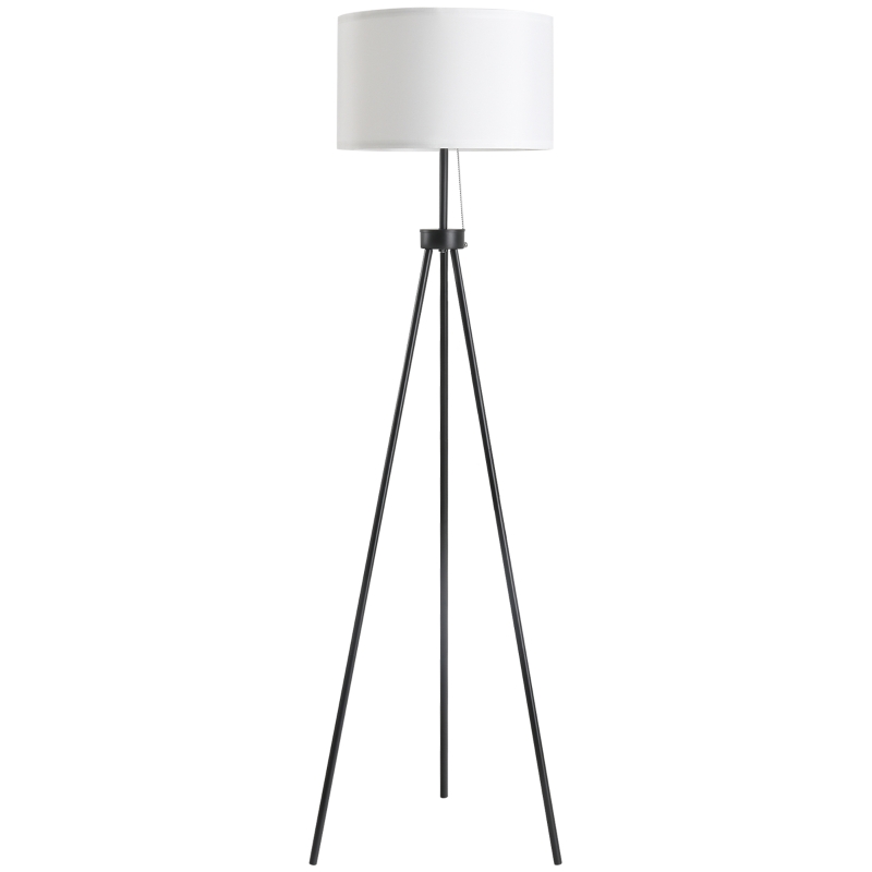 HOMCOM Lámpara de Pie con Trípode Metálico y Pantalla de Tela Diseño Elegante y Clásico Ø37x152 cm para Hogar u Oficina