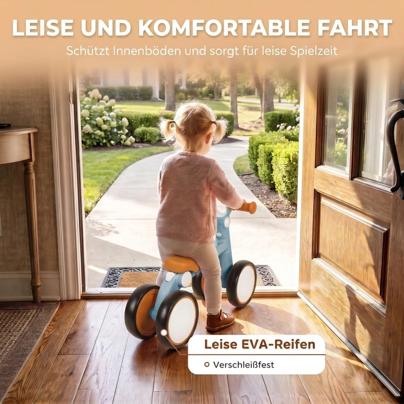 AIYAPLAY Kinder Laufrad Klappbar leicht Lauflernrad mit EVA-Rädern Höhenverstellbarer Sitz Aluminiumrahmen 1-3 Jahre Blau