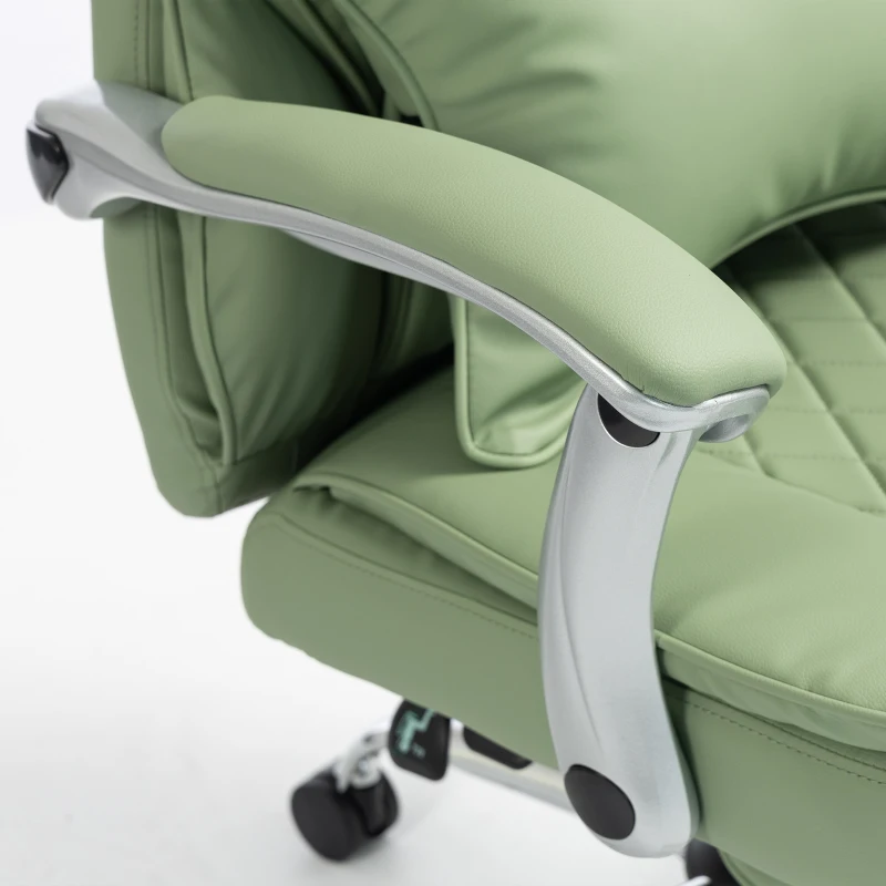 HOMCOM Executive Office Chair, PU Big and Tall Office Chair 180 kg with Wide Seat, Reclining, Lumbar Support, Light Green