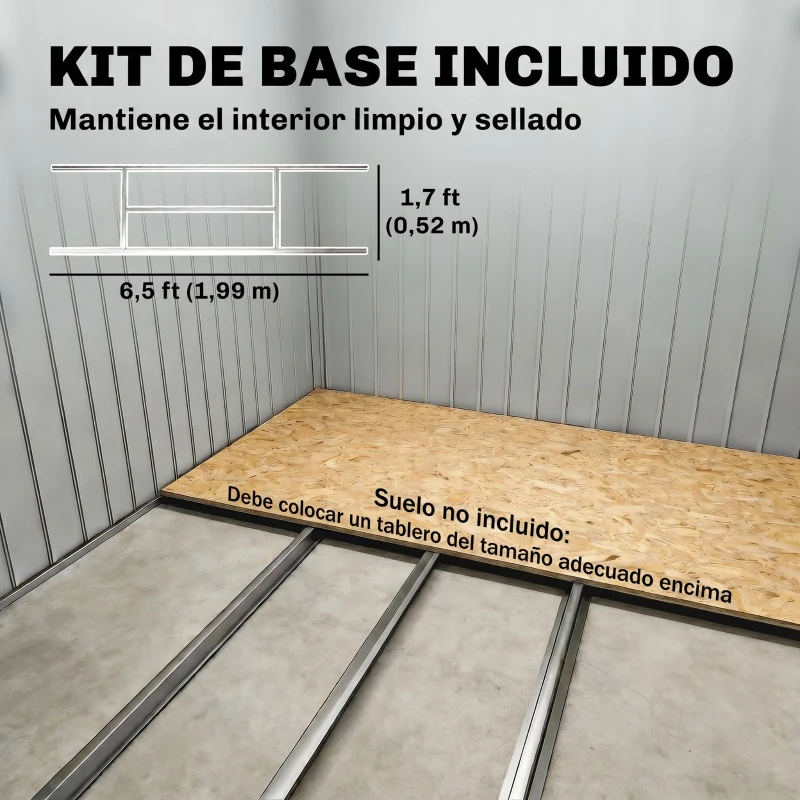 Outsunny Caseta de Jardín 213x130x185 cm Cobertizo Metálico de Exterior para Almacenamiento de Herramientas Gris